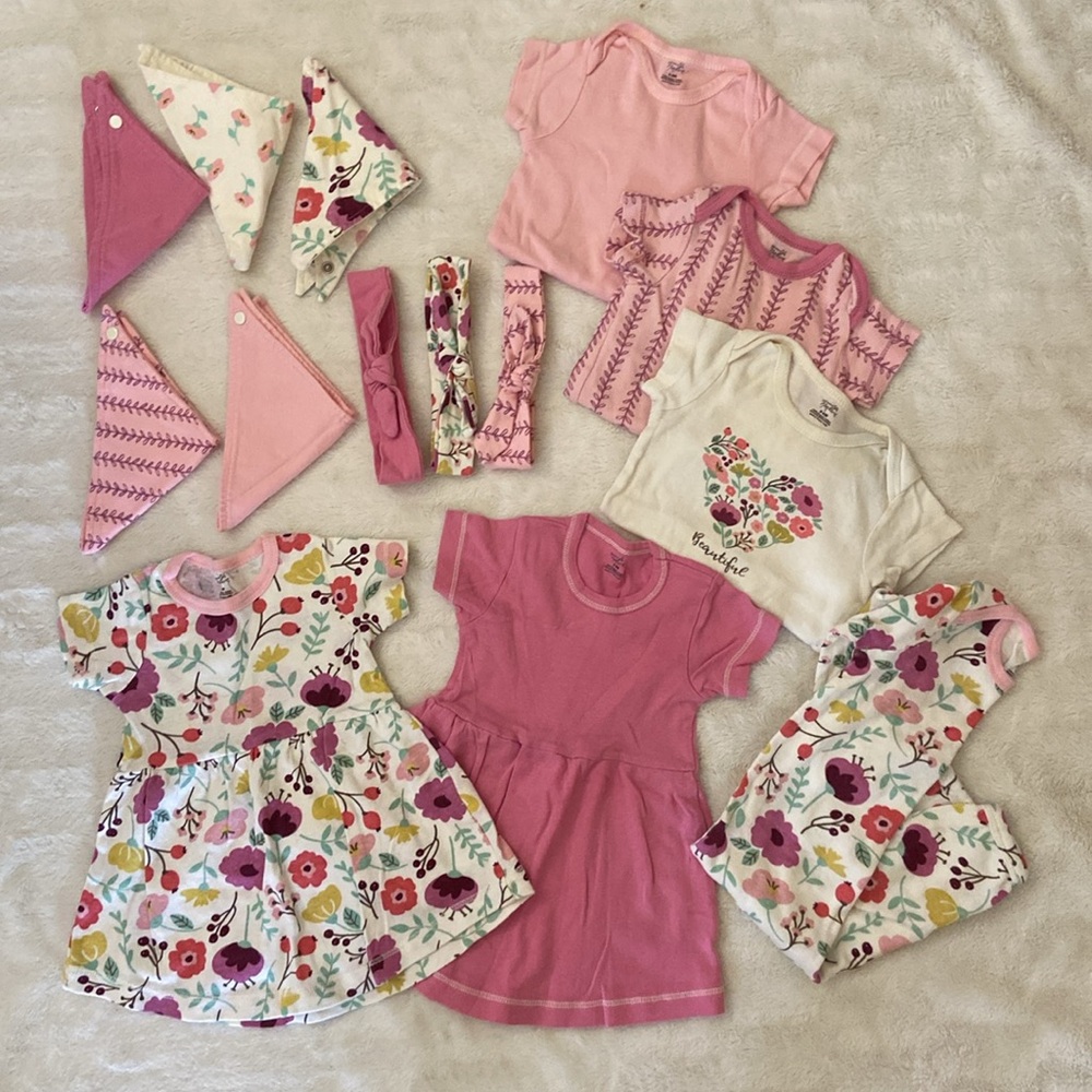 Partial baby girl layette Touched by Nature